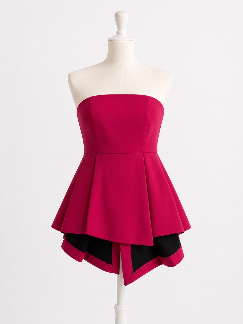 Zara Strapless Peplum Top in Fuchsia Pink